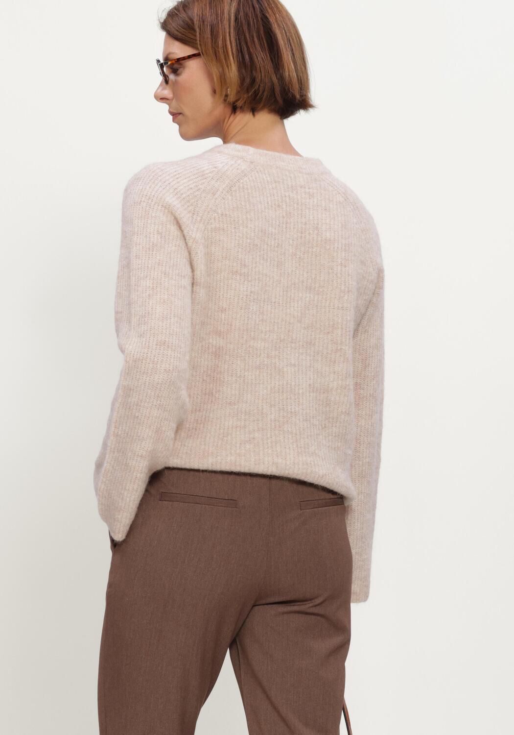 Beige OBJECT Trui OBJAGATE O-NECK L/S KNIT PULLOVER NOOS - large