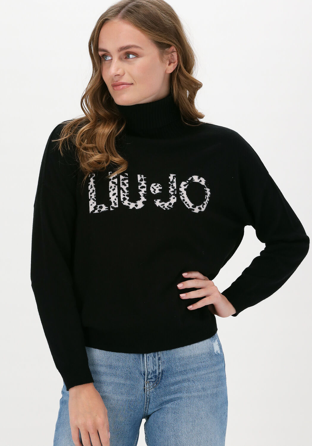 zwarte liu jo sweater maglia chiusa m l dv logo