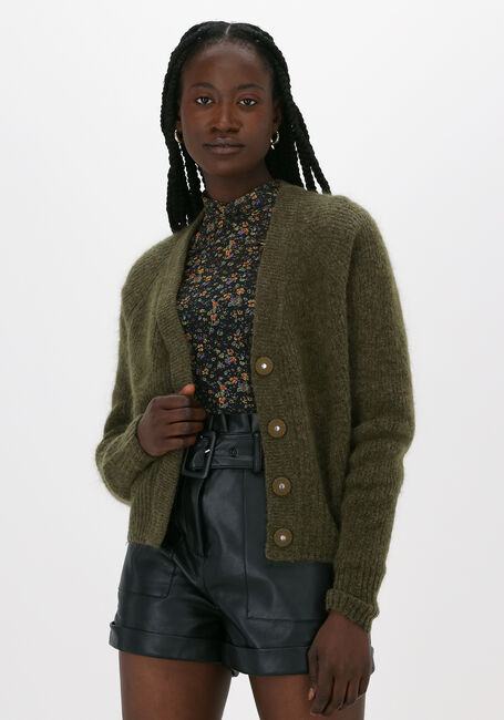 SECOND FEMALE Spencer BROOKY KNIT BOXY CARDIGAN Vert foncé - large