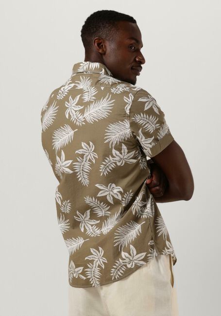 Khaki SCOTCH & SODA Casual overhemd PRINTED + WASHED SHORT SLEEVE POPLIN SHIRT - large