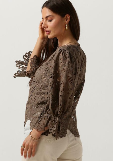 Taupe NEO NOIR  ADELA EMBROIDERY BLOUSE - large