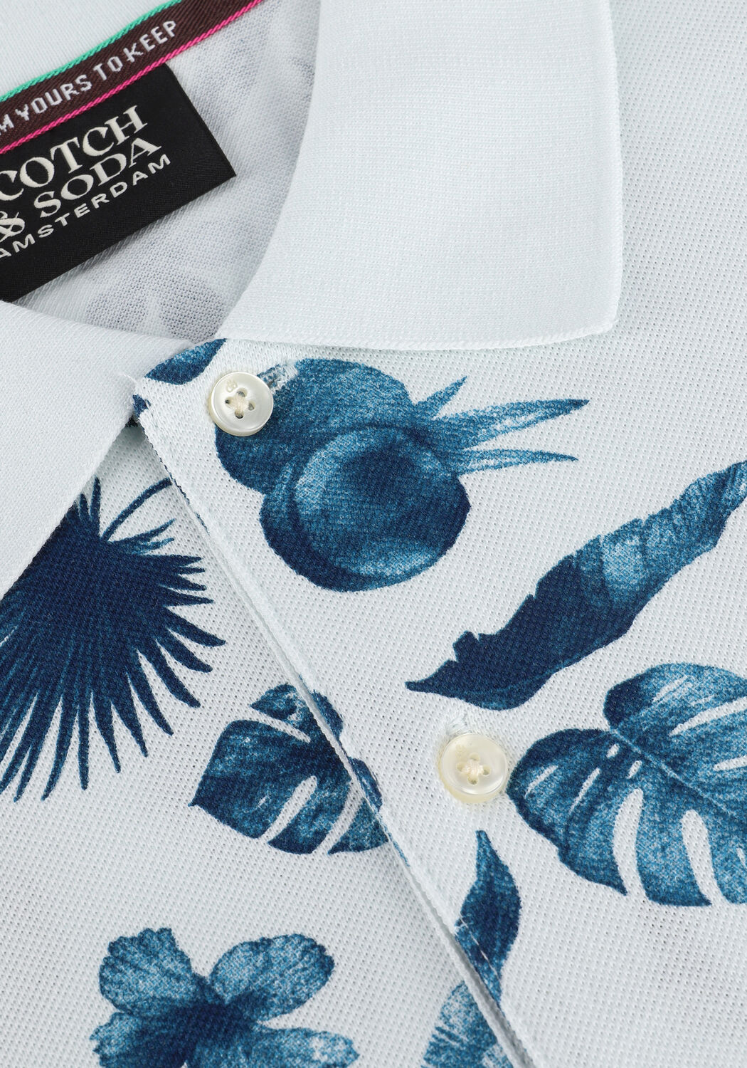 Witte SCOTCH & SODA Casual overhemd PRINTED PIQUE POLO IN ORGANIC COTTON - large