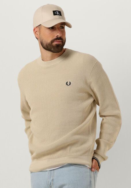 FRED PERRY Pull WAFFLE STITCH CREW NECK JUMPER en beige - large