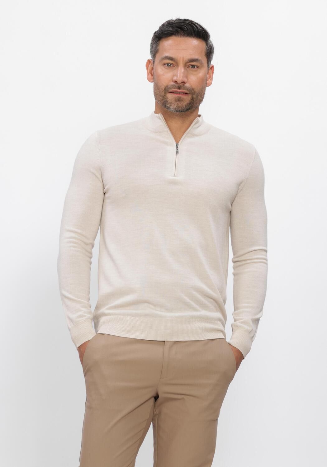 STEFANO LAURAN Pull HALF ZIP ANDERS en beige - large