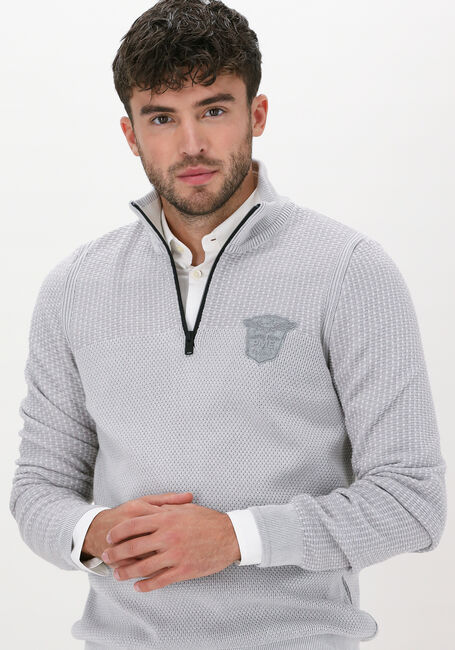 PME LEGEND Pull HALF ZIP COLLAR COTTON PLATED Gris clair - large