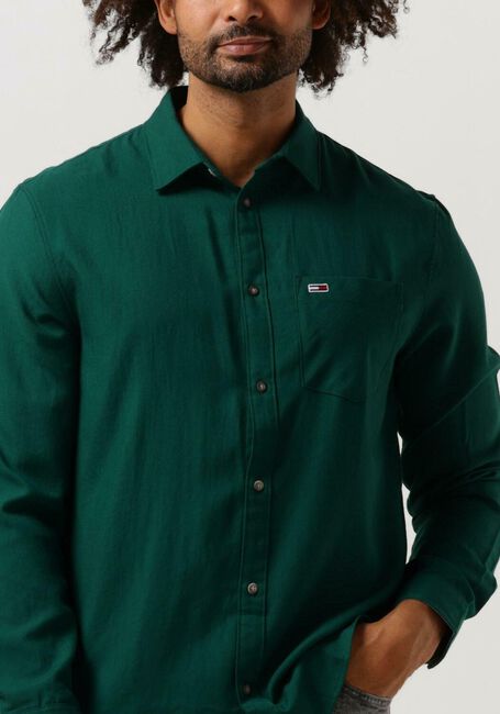 Donkergroene TOMMY JEANS Overshirt TJM SOLID FLANNEL SHIRT - large