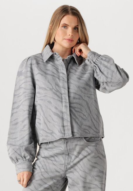 Grijze POM AMSTERDAM  BLOUSE DENIM ANIMAL PRINT - large