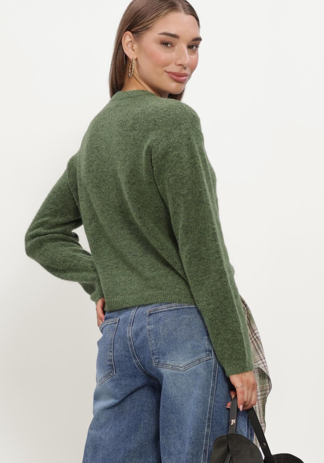 Groene OBJECT Vest OBJAGATE L/S RE KNIT CARDIGAN NOOS - large