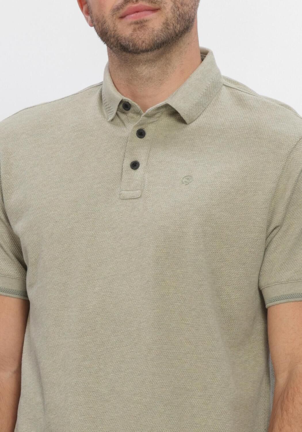 CAST IRON Polo SHORT SLEEVE POLO SLIM FIT POPCORN JERSEY MELANGE Kaki - large