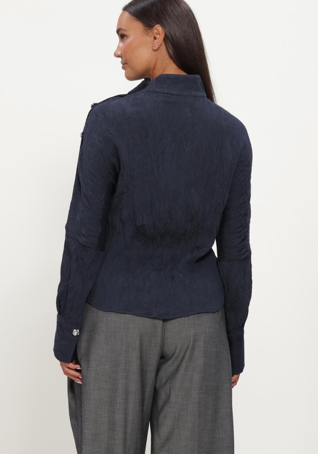 Donkerblauwe CO'COUTURE  CAMELLOCC ASYM BUTTON BLOUSE - large