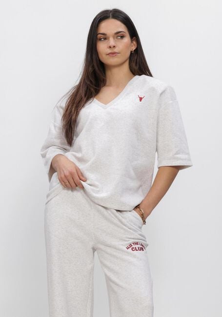 Grijze ALIX THE LABEL Truien/vesten LADIES KNITTED V-NECK SHORTSLEEVE SWEATER - large