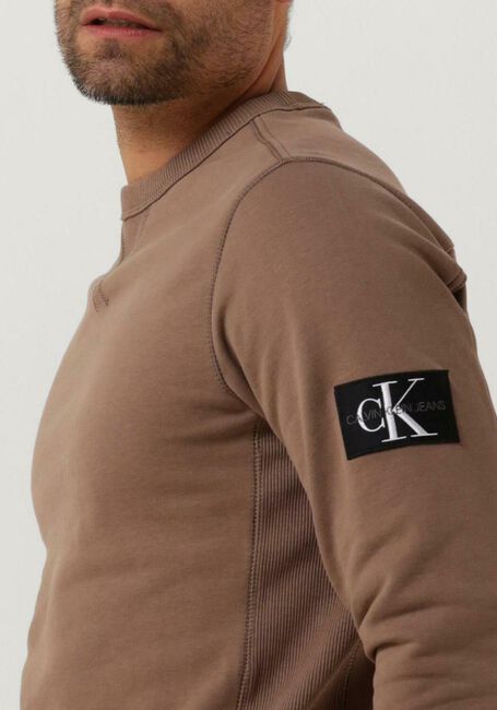 CALVIN KLEIN Pull MONOLOGO SLEEVE BADGE CN en marron - large