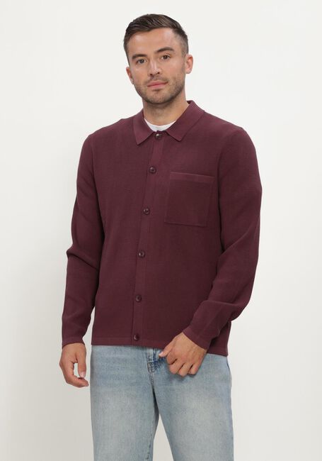 Bordeaux ANERKJENDT Vest AKSVEND NEEDLE RIB KNIT CARDIGAN - large