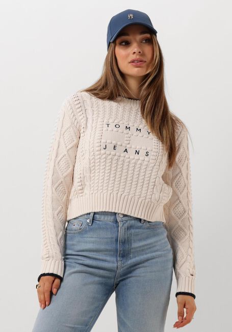 TOMMY JEANS Pull TJW BUBBLE CABLE FLAG CREW en blanc - large