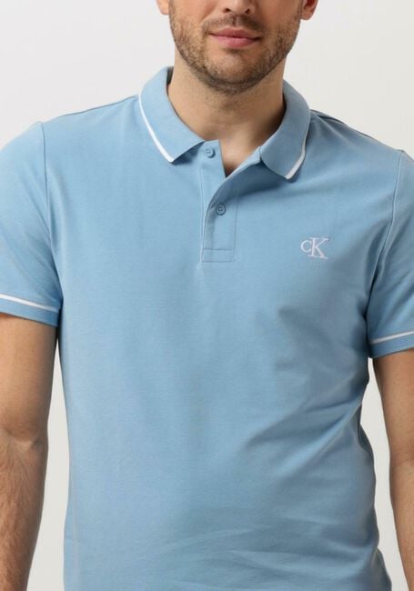 CALVIN KLEIN Polo TIPPING SLIM POLO Bleu clair - large