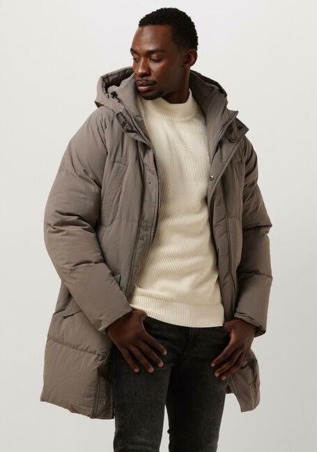 Taupe PUREWHITE Jack LONG PADDED JACKET WITH POCKETS - large