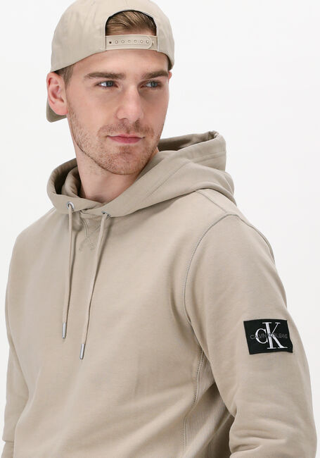 CALVIN KLEIN Chandail MONOGRAM SLEEVE BADGE HOODIE en beige - large