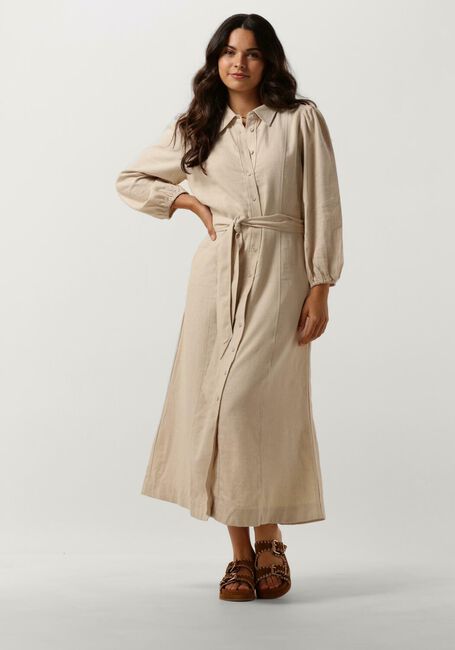Y.A.S. Robe midi YASFLAXY 3/4 LINEN SHIRT DRESS en beige - large
