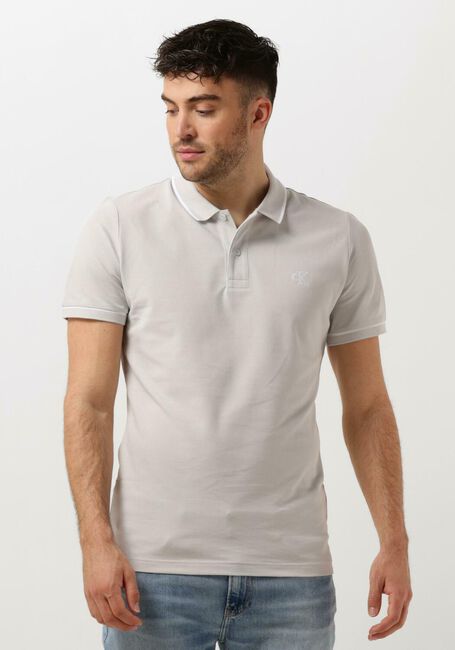 CALVIN KLEIN Polo TIPPING SLIM POLO Gris clair - large