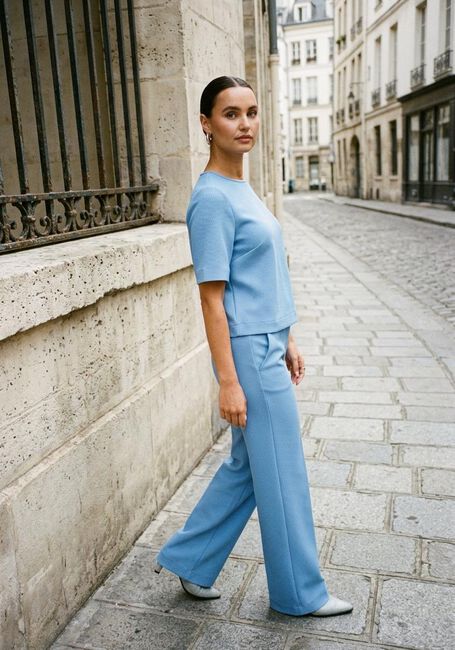 Blauwe POM AMSTERDAM Wijde broek PANTS LARA SMASHING BLUE - large