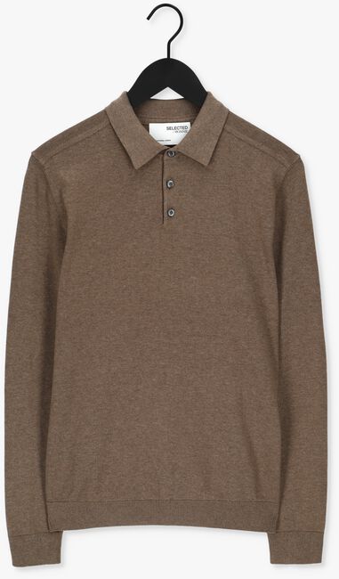 Taupe SELECTED HOMME Polo SLHBERG LS KNIT POLO NECK B NO - large