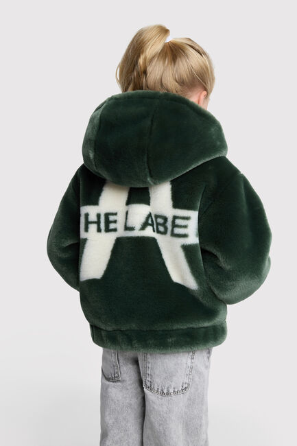 Groene ALIX MINI Faux fur jas WOVEN FAUX FUR JACKET - large