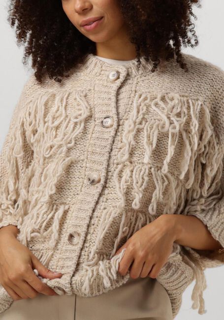SUMMUM Gilet CARDIGAN 3/4 SLEEVE FRINGE KNIT en blanc - large