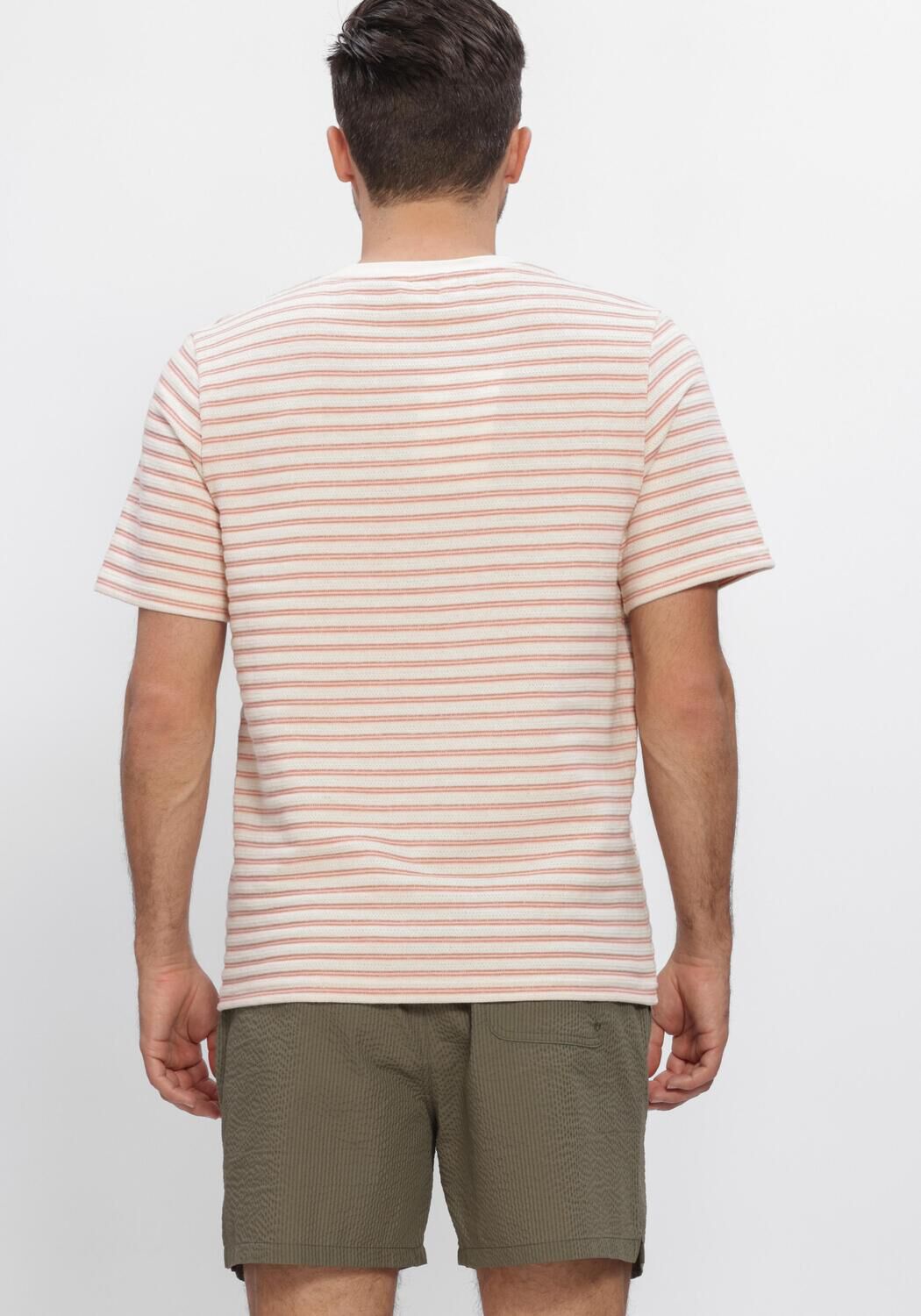 SELECTED MEN SLHKEVIN STRIPE SS O-NECK TEE Polos & T-Shirts en beige - large