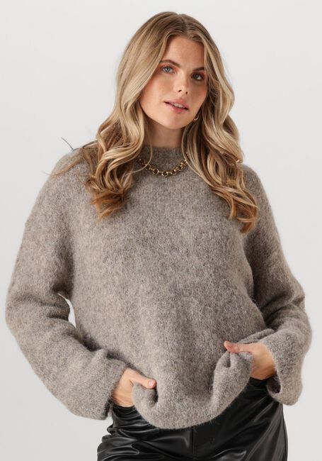 Grijze SELECTED FEMME Trui SLFGABELLA LS KNIT O-NECK CAMP - large