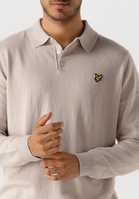 LYLE & SCOTT Pull COTTON MERINO LONG SLEEVE KNITTED POLO en beige - large