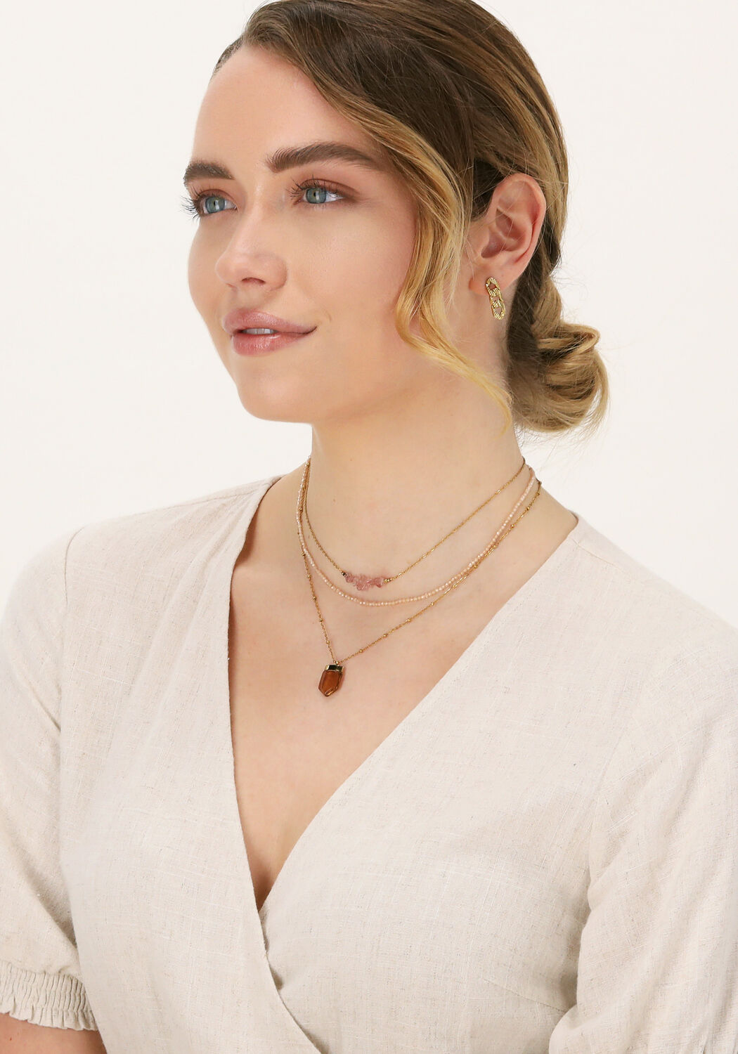 NOTRE-V Colliers KORTE KETTING GLAS STEEN Dor&eacute; - large