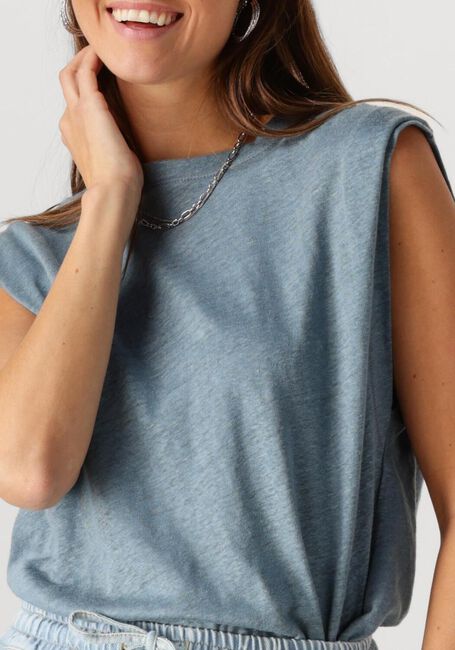 BY-BAR Haut MASON LINNEN TOP en bleu - large