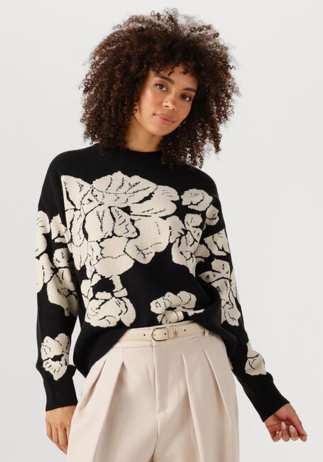 Zwarte OBJECT Trui OBJRAY LO L/S KNIT PULLOVER AOP - large