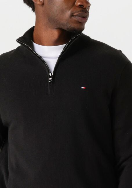 TOMMY HILFIGER Pull PIMA ORG CTN CASHMERE ZIP MOCK en noir - large