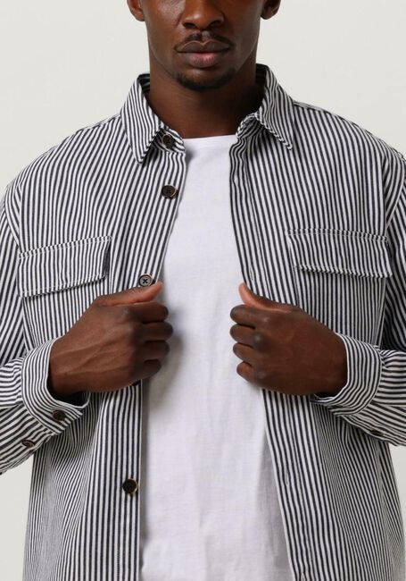 ANERKJENDT Surchemise AKOSCAR CANVAS STRIPE OS Bleu foncé - large