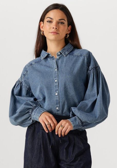 Blauwe BY-BAR  SARAH SHORT DENIM BLOUSE - large