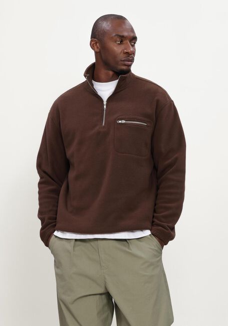 ANERKJENDT Pull AKTONI FLEECE HALF ZIP SWEAT en marron - large