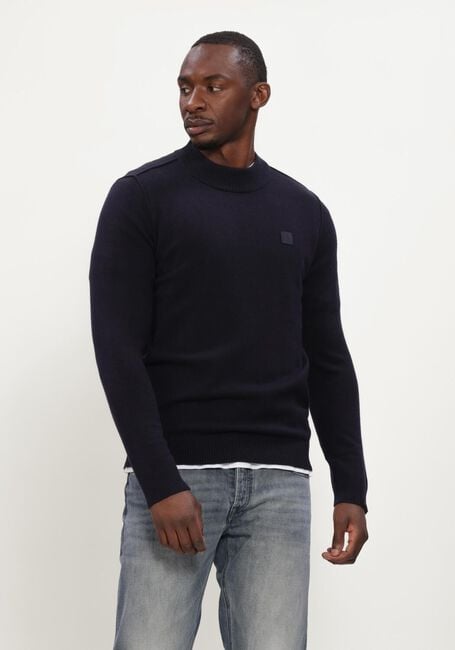 BUTCHER OF BLUE Pull CLIFDEN MOCK Bleu fonc&eacute; - large