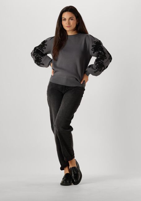 Grijze OBJECT Trui OBJJOANA L/S KNIT PULLOVER - large