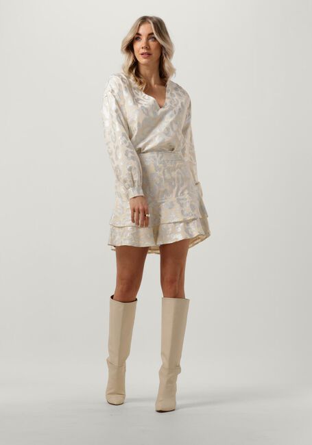 ALIX THE LABEL Mini-jupe LADIES WOVEN LUREX ANIMAL RUFFLE SKIRT en beige - large