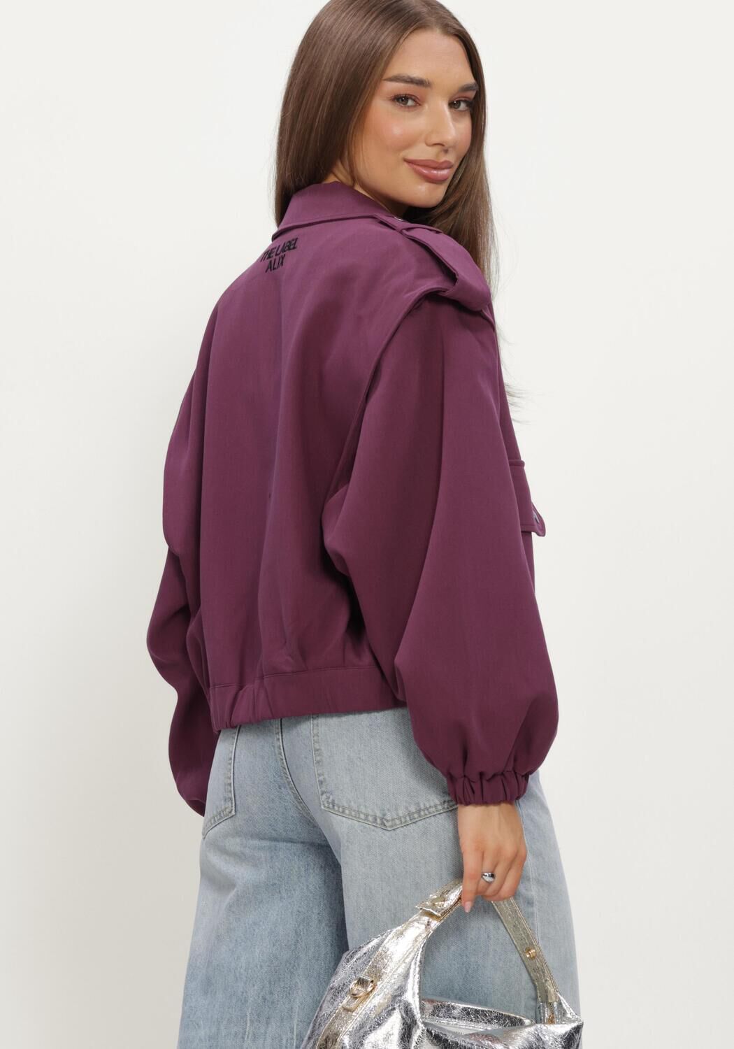 Bordeaux ALIX THE LABEL Jassen LADIES WOVEN POCKETS JACKET - large