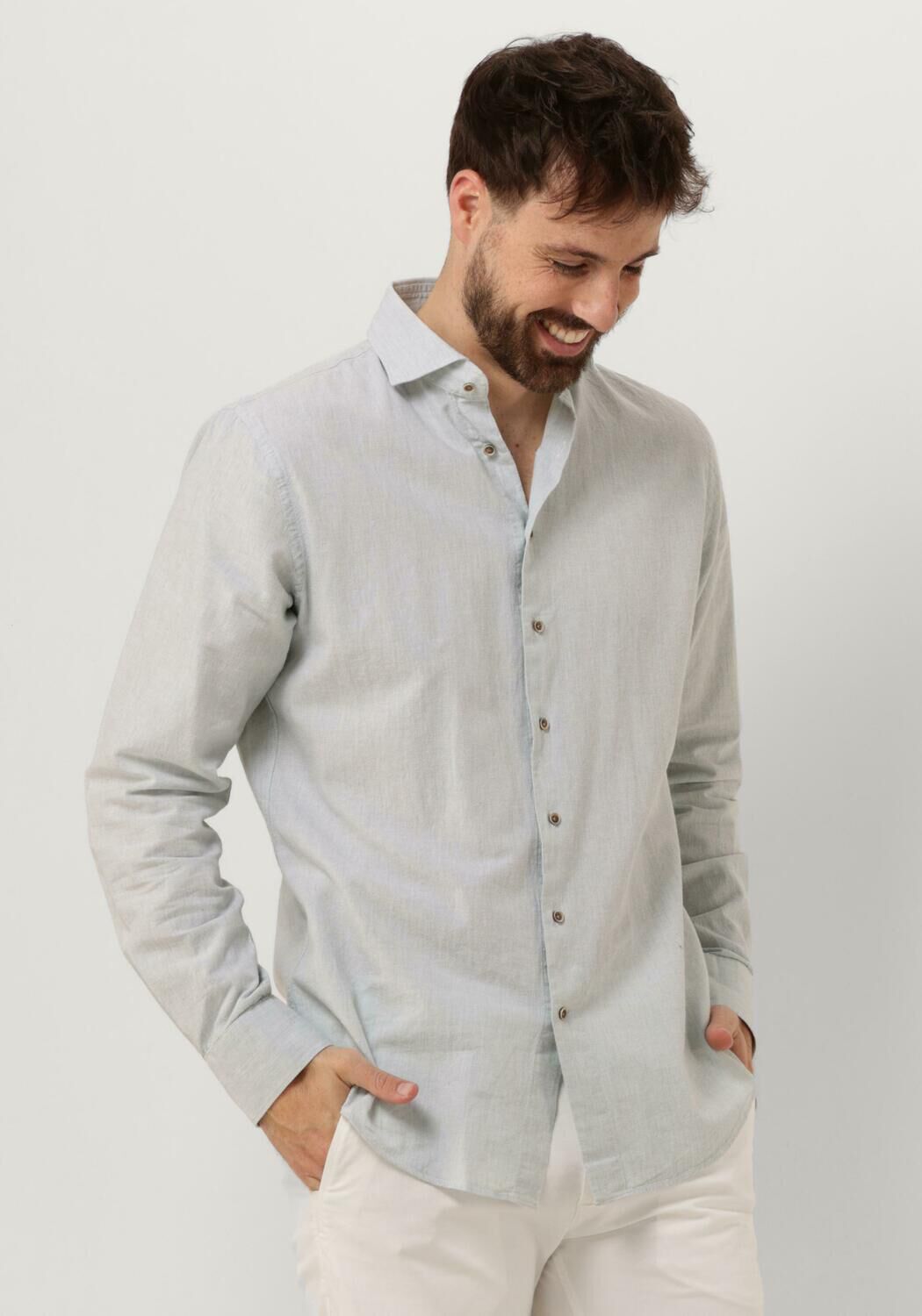 Mint PROFUOMO Klassiek overhemd SHIRT CUTAWAY SC COTTON LINNEN Omoda