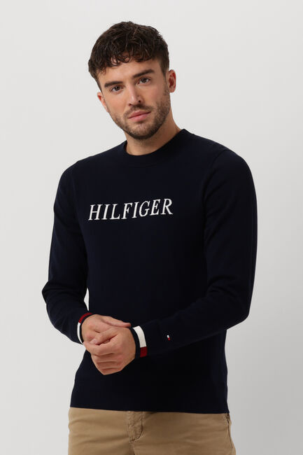 TOMMY HILFIGER Pull HILFIGER FLAG CUFF CREW NECK Bleu foncé - large