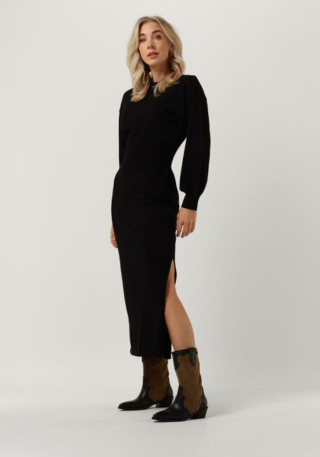 Zwarte ANOTHER LABEL Midi jurk ELAINE DRESS L/S - large