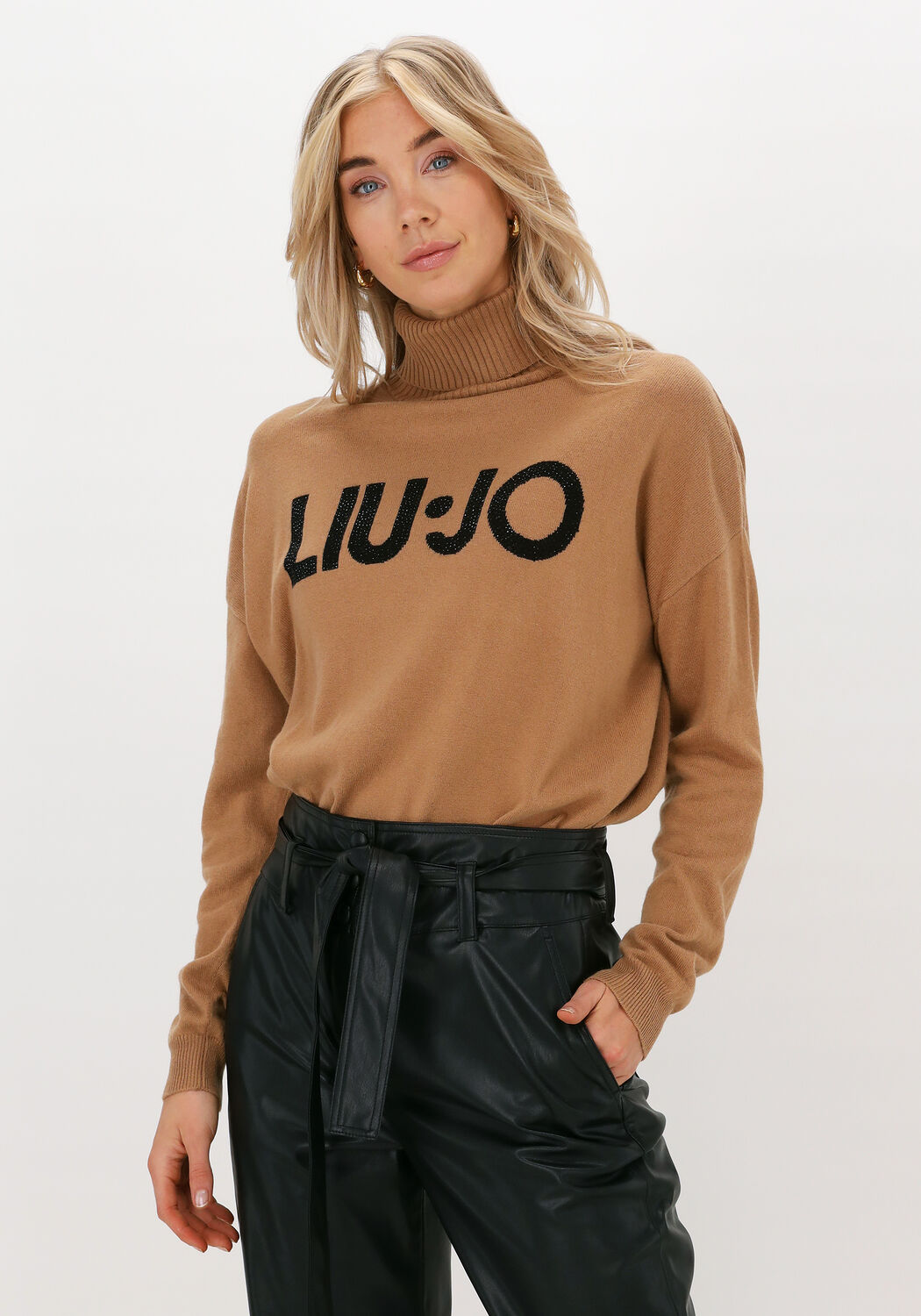 liu jo chandail maglia chiusa m l dv logo en marron