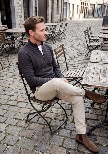 CAST IRON Pull HALF ZIP COLLAR SLIM FIT COMFORT BLEND Gris fonc&eacute; - large