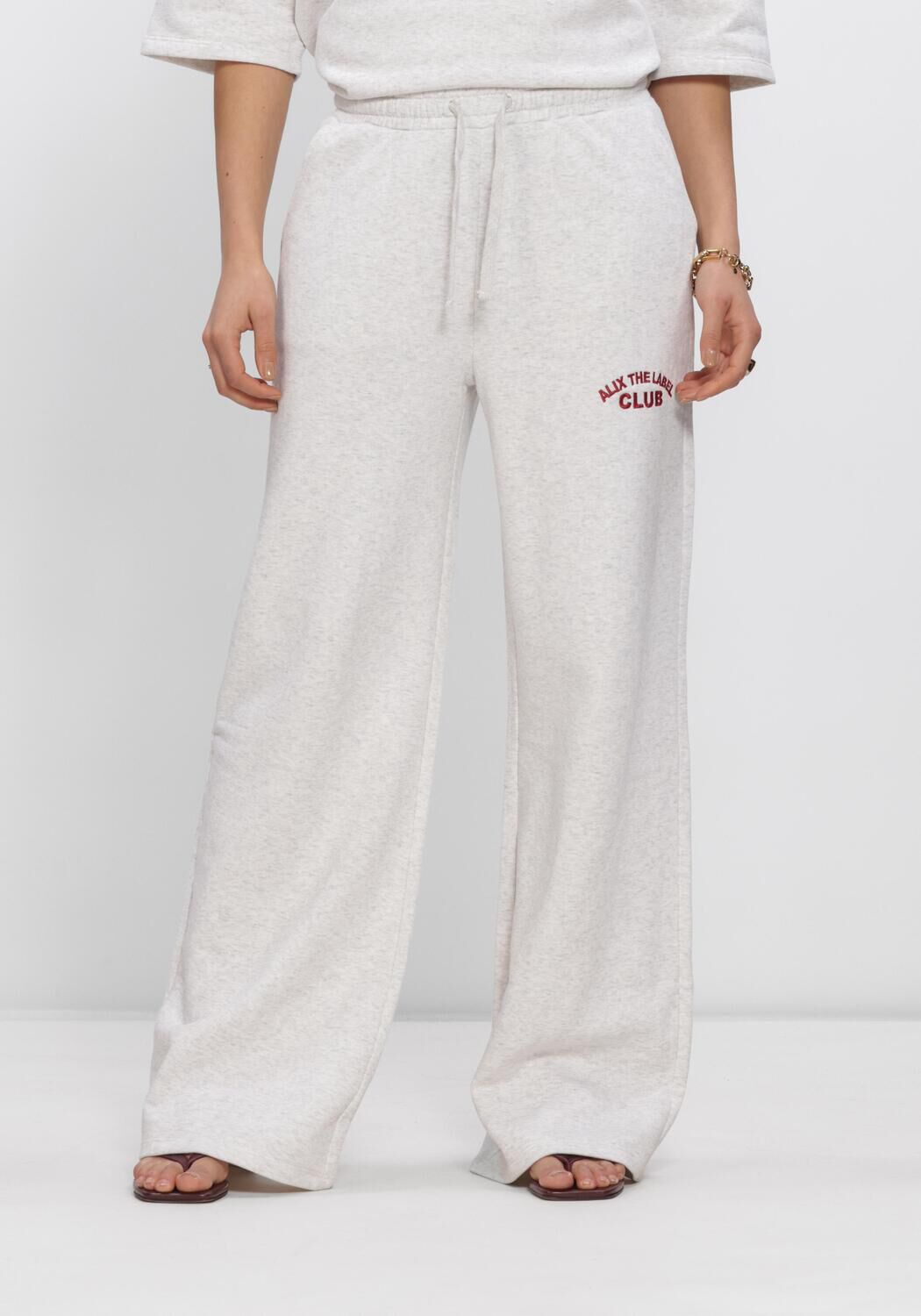 ALIX THE LABEL LADIES KNITTED WIDE LEG SWEAT PANTS Pantalons Gris clair - large