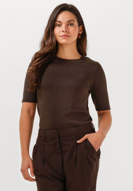 SELECTED WOMEN T-shirt SLFLURA 2/4 KNIT O-NECK en marron - large