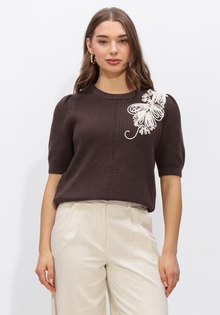 Bruine OBJECT Trui OBJSTAR S/S RE KNIT PULLOVER - large