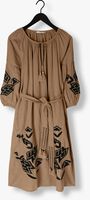 Bruine SUMMUM Maxi jurk DRESS LINNEN HEAVY EMBROIDERY